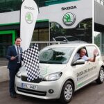 Donato Bochicchio, direttore di ŠKODA Italia, e Mr. Gerhard Plattner alla partenza dello ŠKODA Citigo - CNG Tour 2013