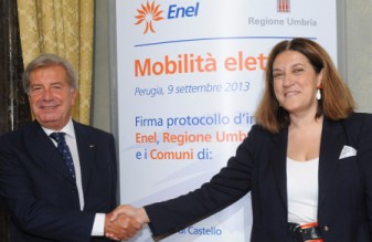 Mobilità elettrica, protocollo Enel, Regione Umbria e 13 Comuni